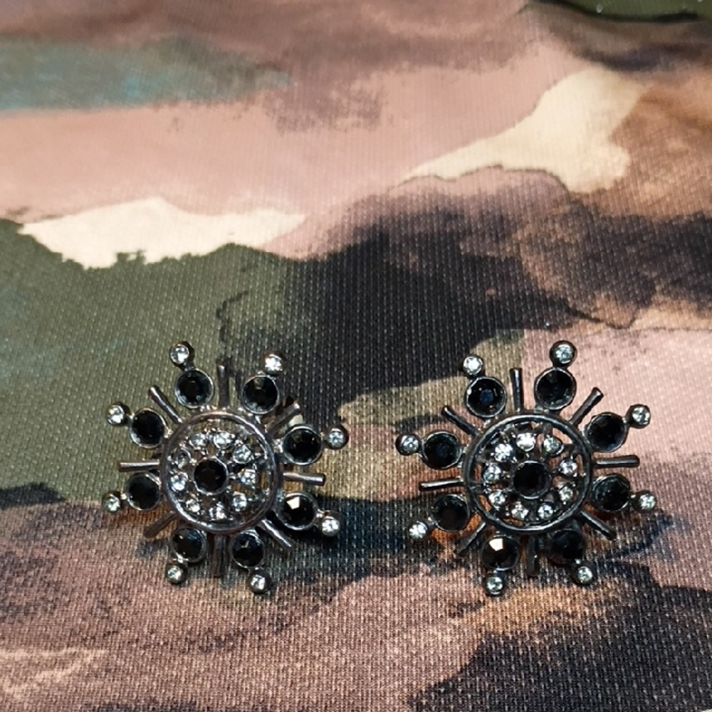 Vintage Robert Rose Japanned Metal Sputnik Style Earrings.